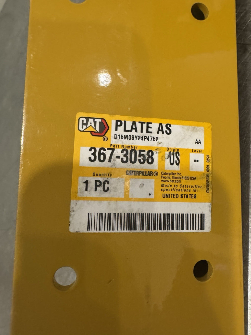 Caterpillar 367-3058 CAT Hood Support Plate Genuine NEW! FREE SHIPPING!