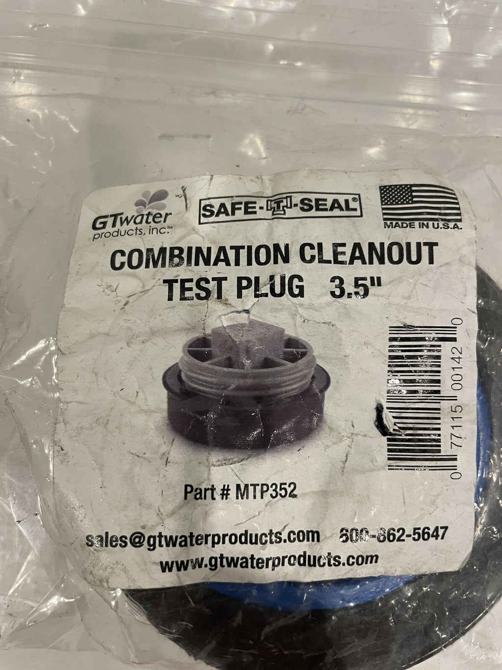 GT Water MTP352 Safe-T-Seal Combo Cleanout Mechanical Test Plug NEW! SHIPS FREE!
