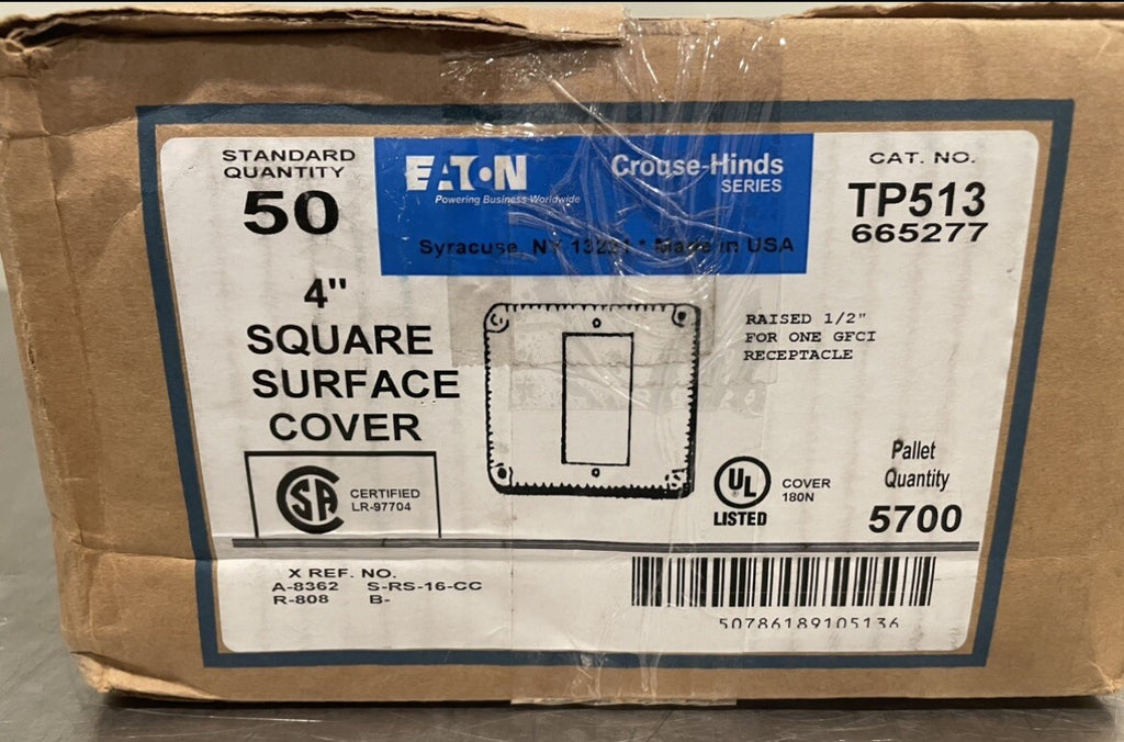 Eaton TP513 Square Service Cover 4” Steel Raised 1/2” 50 PACK NEW! FREE SHIPPING