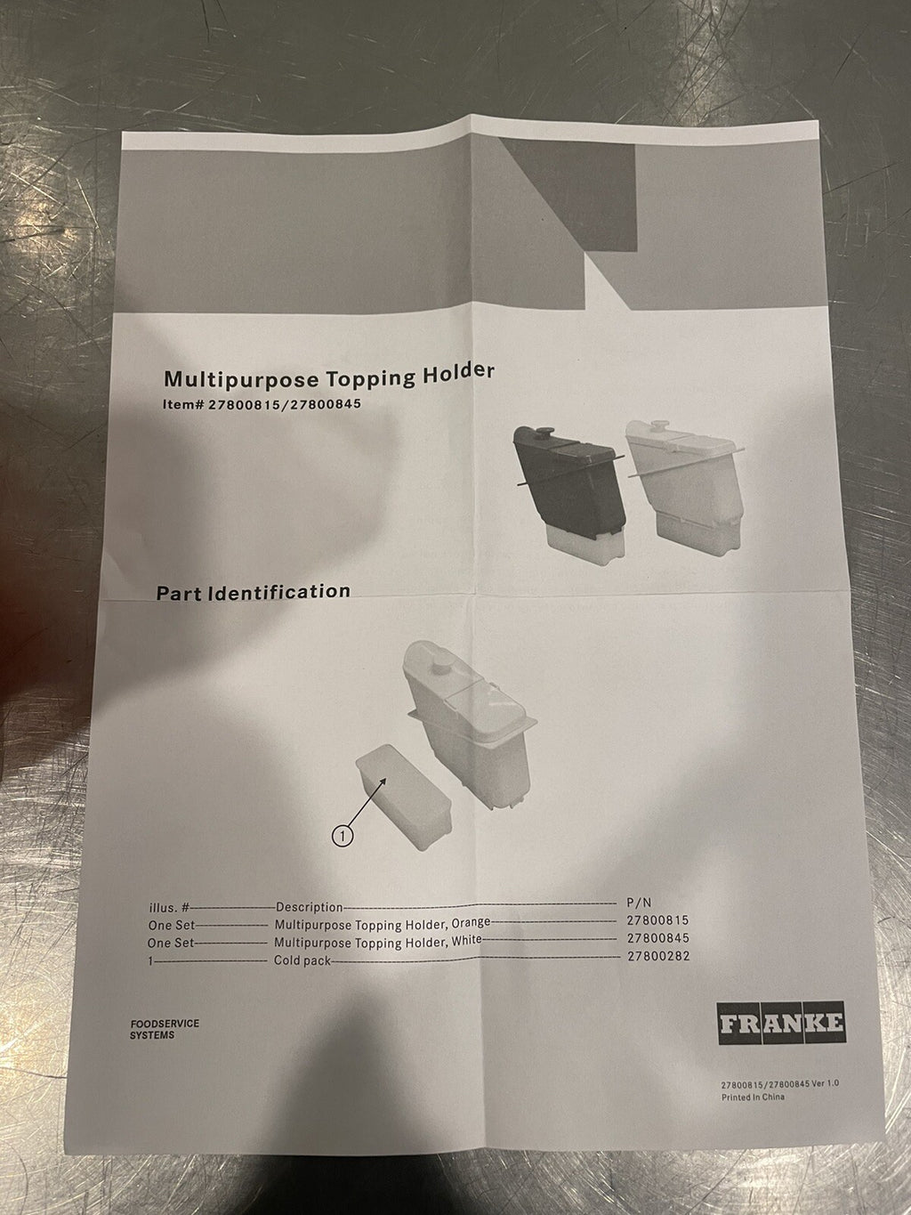 Franke 27800815 Multipurpose Topping Holder Orange NEW! FREE SHIPPING!