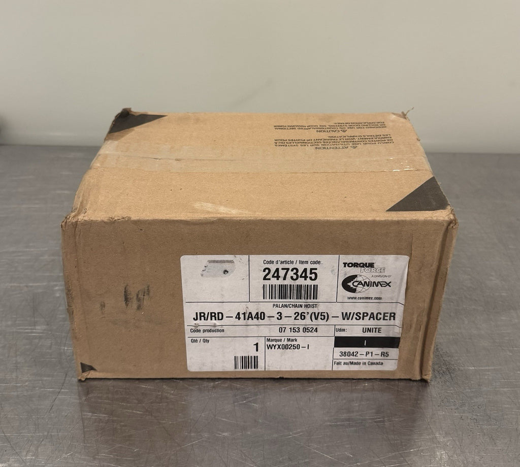 Canimex JR/RD-41A40-3-26'(V5)-W/Spacer Rolling Sheet Door Chain Hoist 247345 NEW