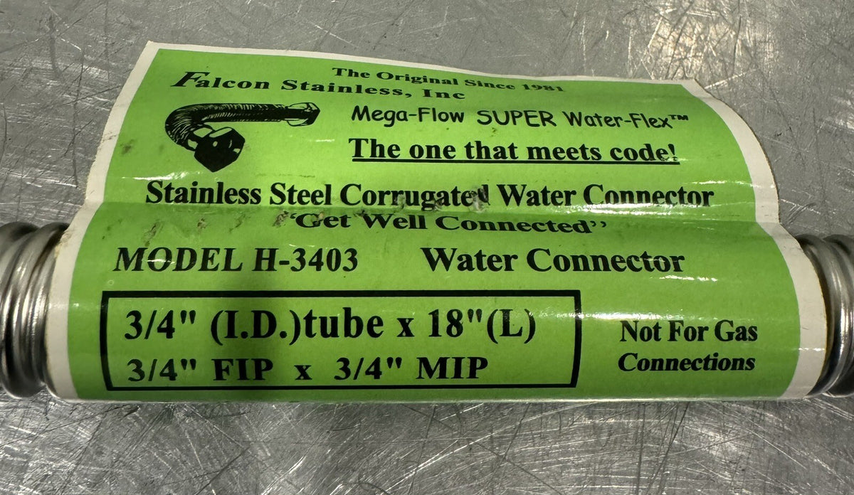 Falcon Stainless H-3403 Water Flex Pipe 3/4 X 3/4 X 18” NEW! FREE SHIPPING!