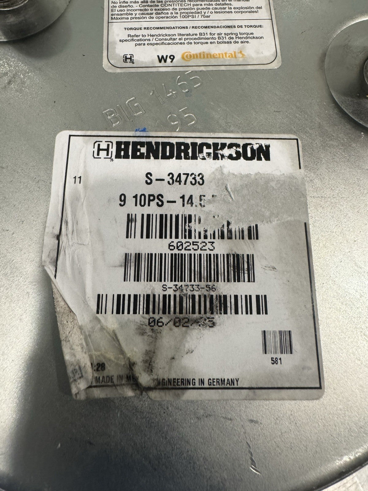 Hendrickson S-34733 Trailer Air Spring Bag Genuine NEW! FREE SHIPPING!