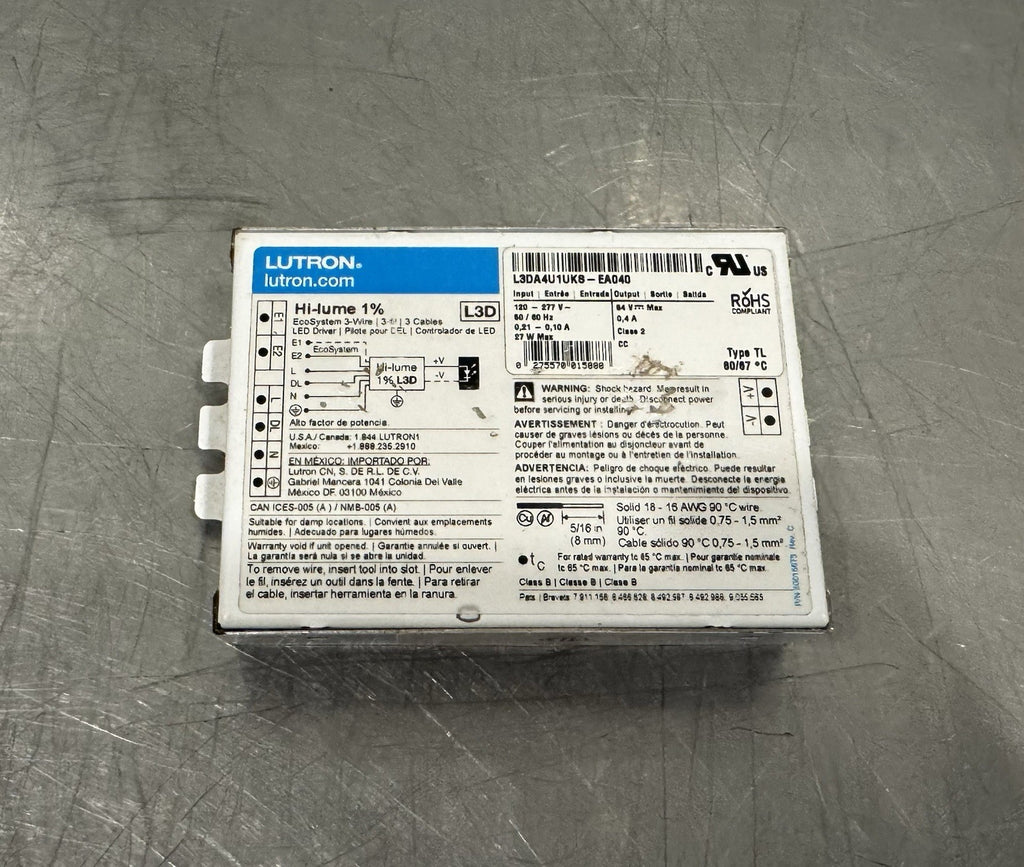 Lutron L3DA4U1UKS-EA040 Driver Hi-Lume 1% 3WIRE-K-400MA-20W NEW! FREE SHIPPING!