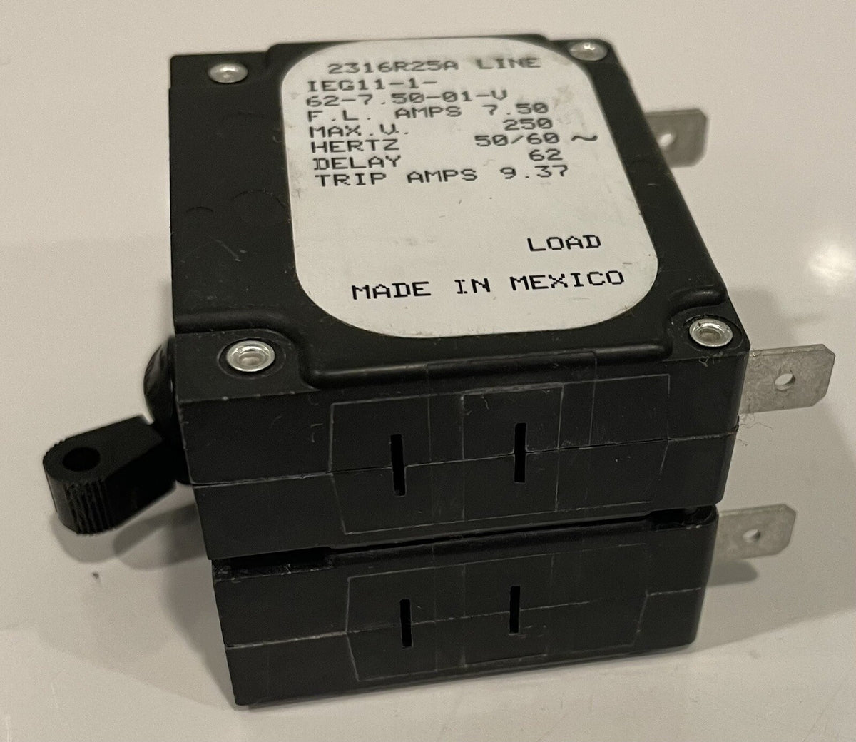 Sensata Airpax IEG11-1-62-7.50-01-V Circuit Breaker NEW! FREE SHIPPING!