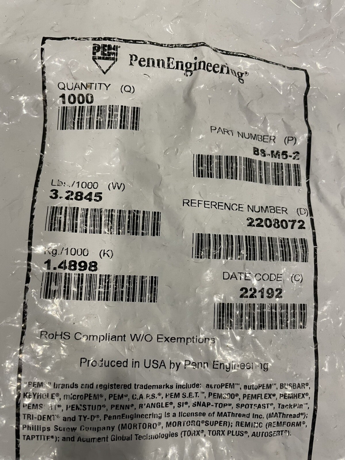 PEM BS-M5-2 Self Clinching Blind Fasteners Blind Clinch Nut NEW! FREE SHIPPING!