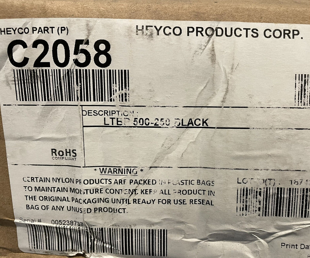 Heyco C2058 LTBP 500-250 Black Molded Liquid Tight Break-Thru Plugs NEW!