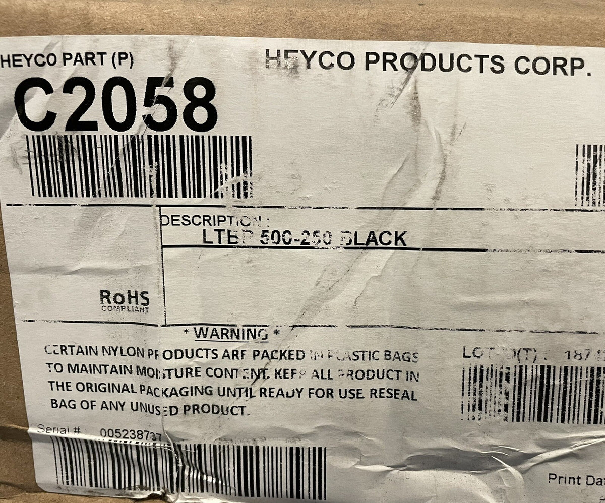 Heyco C2058 LTBP 500-250 Black Molded Liquid Tight Break-Thru Plugs NEW!