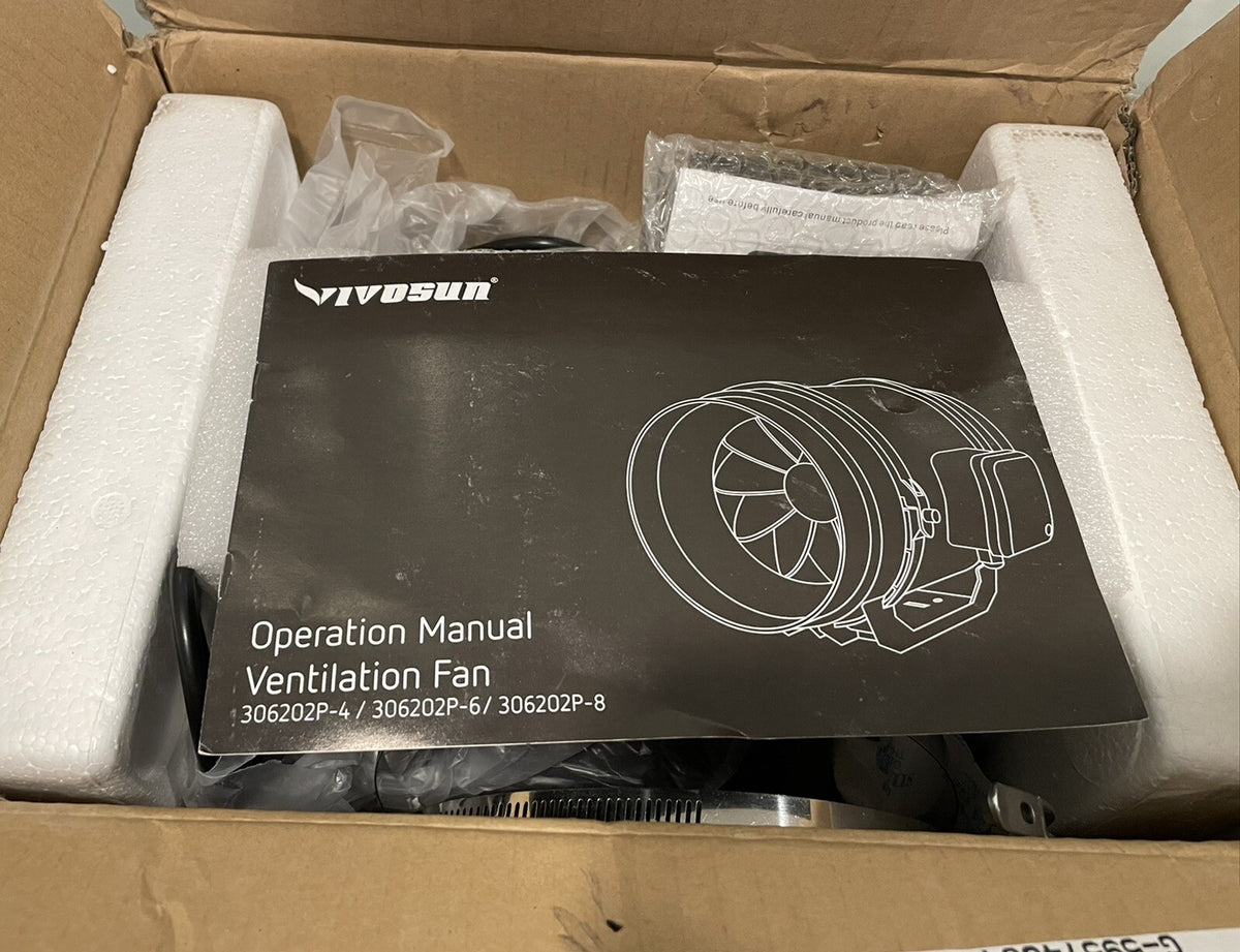 VivoSun 306202P-6 Inline Duct Fan 6” W/ Temperature Control NEW IN BOX!