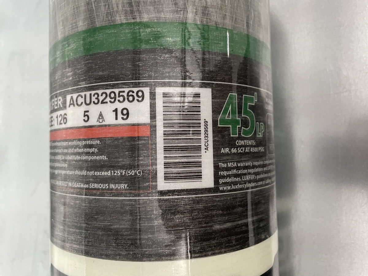 MSA 10175708 G1 SCBA Compressed Air Cylinder 45-Min LP2 4500 PSIG NEW IN BOX!!!