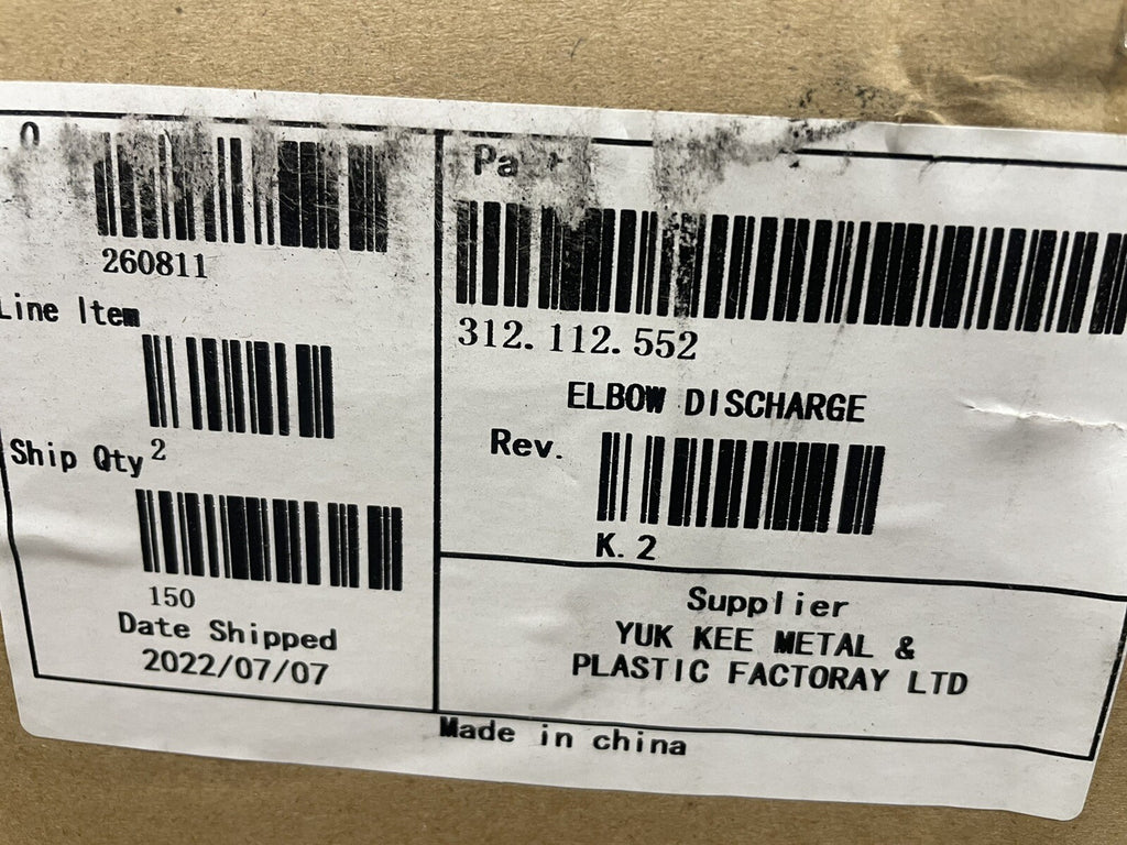 Warren Rupp 312-112-552 Sandpiper Discharge Elbow Poly NEW! FREE SHIPPING!