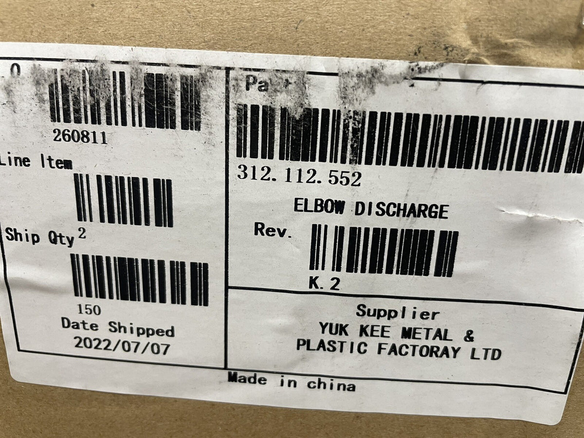 Warren Rupp 312-112-552 Sandpiper Discharge Elbow Poly NEW! FREE SHIPPING!
