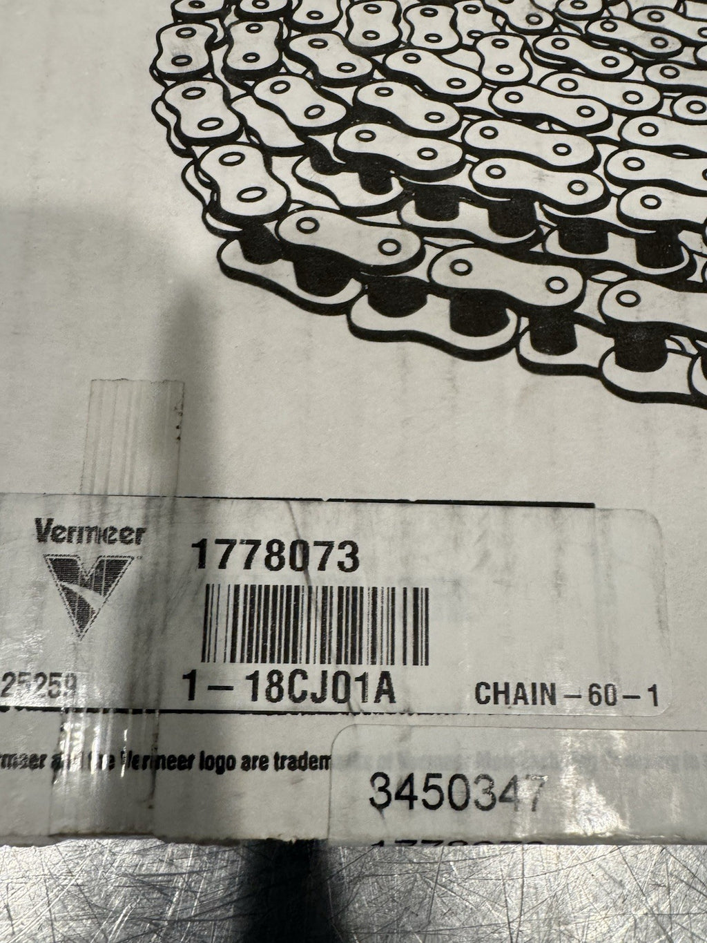 Vermeer 1778073 Roller Chain  DW-60-1R-73DZ 19.05mm x 12.58mm x 73 pitches NEW!