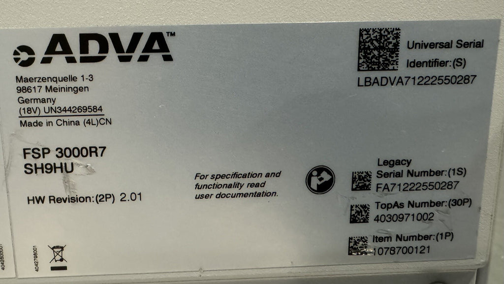 Adva FSP 3000R7-9HU Fiber Service Platform Network Shelf 1078700121 NEW!