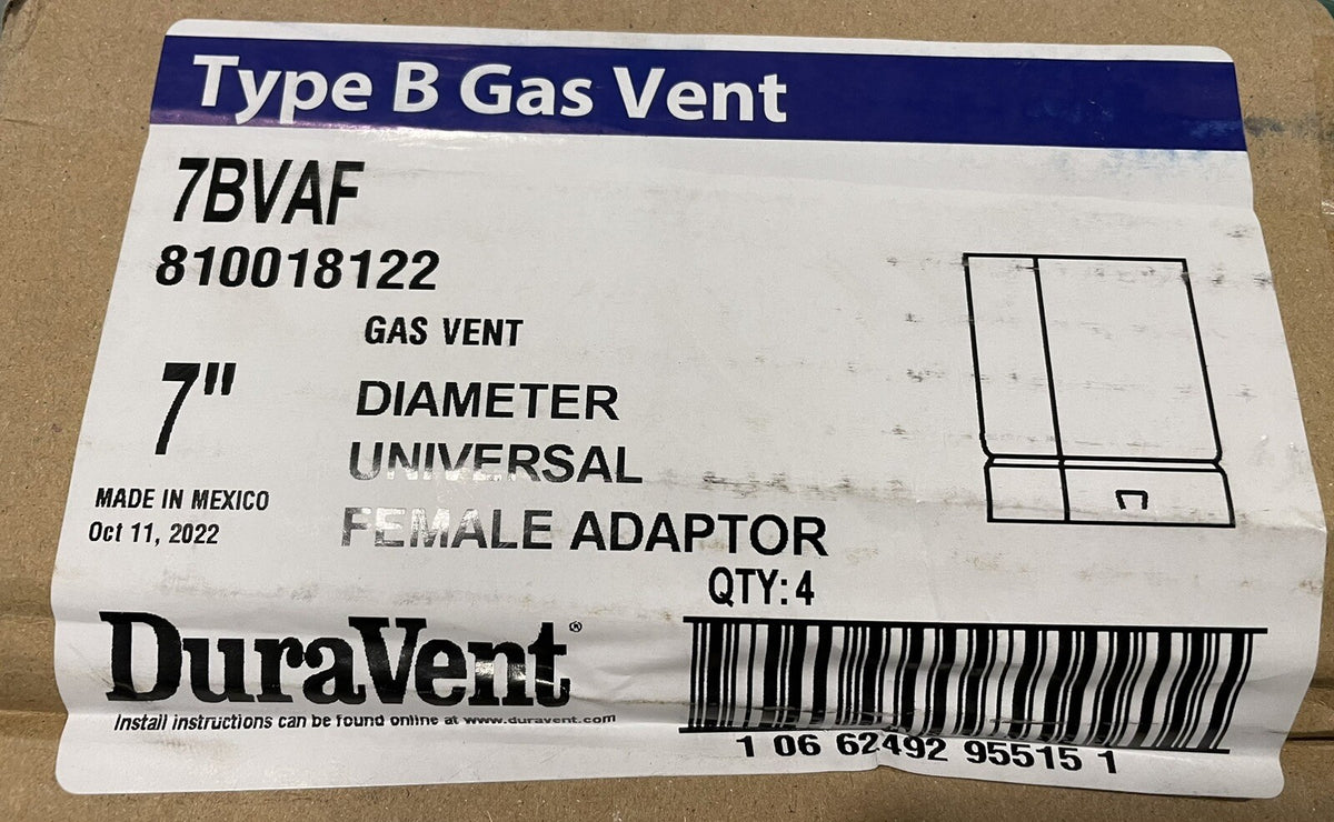 DuraVent 7BVAF Type B Round Gas Vent 7” Inner Diameter NEW! FREE SHIPPING!