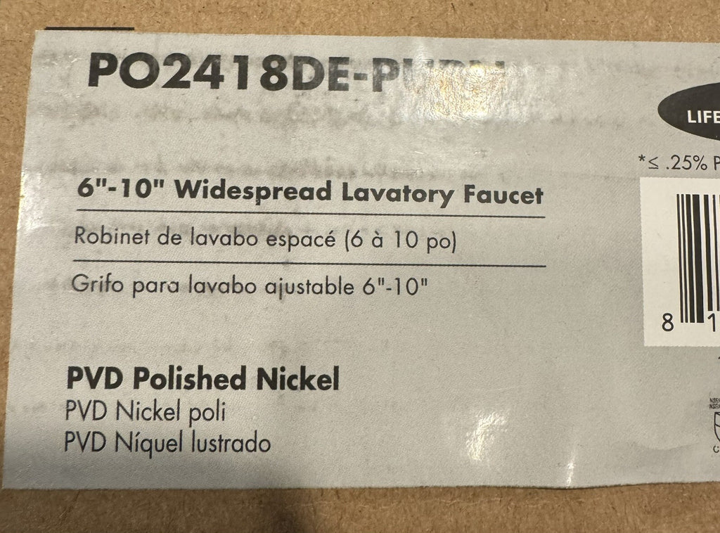 Luxart PO2418DE-PUPN Bathroom Faucet Polished Nickel Widespread Deck Mount NEW!