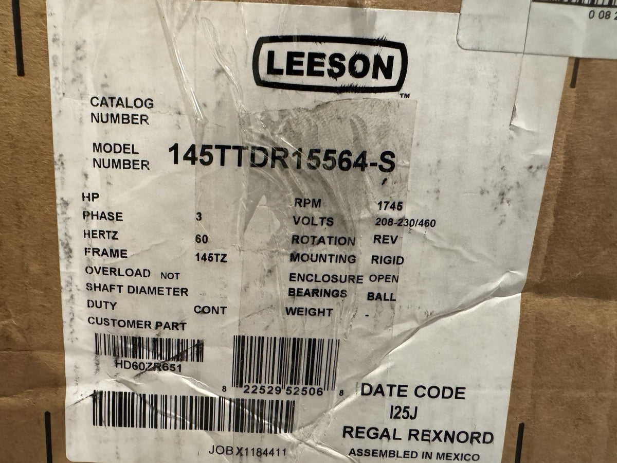 HD60ZR651 Leeson Motor 208-230/460V 1745RPM 145TTDR155564-S NEW! FREE SHIPPING!