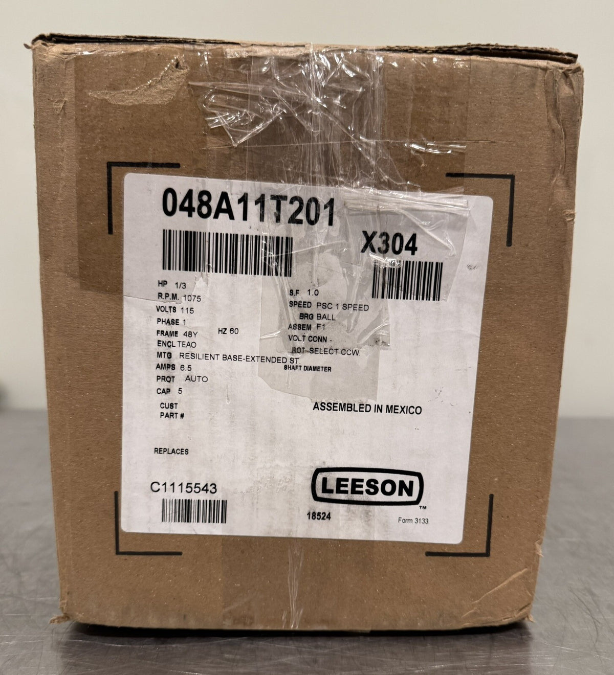 Leeson X304 1/3HP 115V 1075 RPM Motor 048A11T201 NEW IN BOX! FREE SHIPPING!