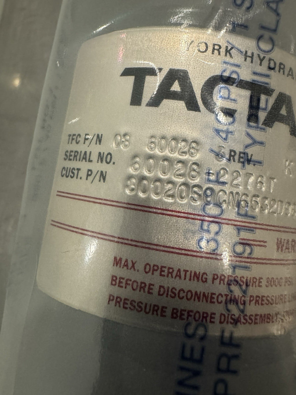 Tactair 08 60028 Hydraulic Accumulator 1710-01-271-8886 80020S0CN6532D981-1 NEW!