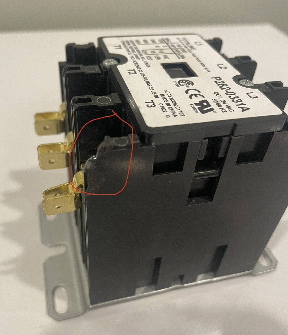 Totaline P282-0331A Definite Purpose Contactor 3 Pole 40A Res Coil 24 VAC NEW