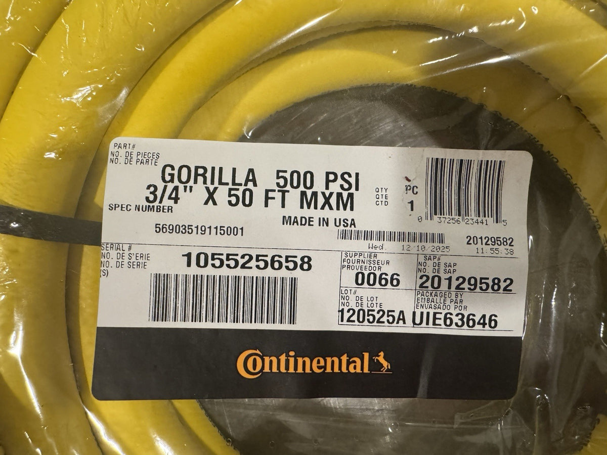 Continental GORILLA 500 PSI 3/4" X 50 FT MXM Hose 20129582 NEW! FREE SHIPPING!