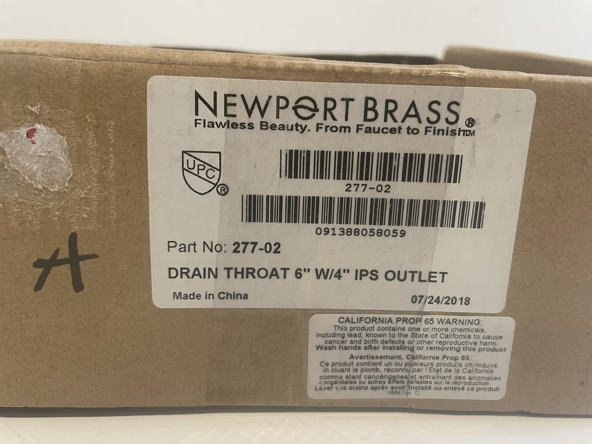 Newport Brass 277-02 6” Shower Drain Throat W/ 4” IPS Outlet NEW IN BOX!!