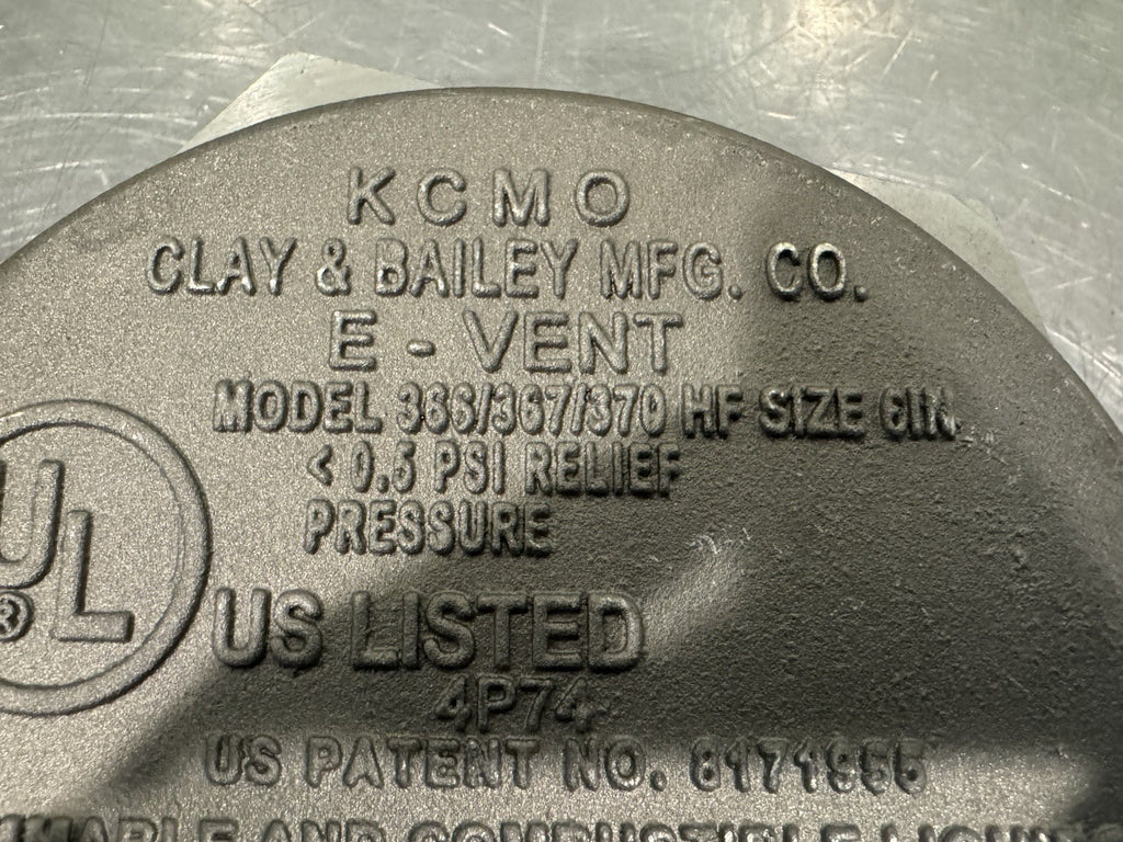 Clay & Bailey 367 E-Vent 6" Emergency Vent NEW! FREE SHIPPING!