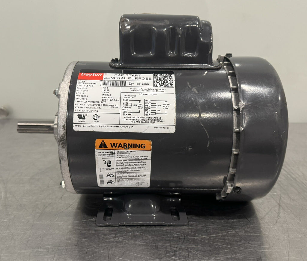 Dayton 6K123BG Motor 3/4HP 115/208-230V 1725 RPM 1PH NEW! FREE SHIPPING!