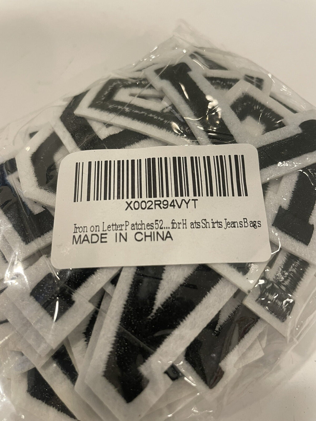 Iron On Letter Patches 52 Count Black & White NEW! FREE SHIPPING!