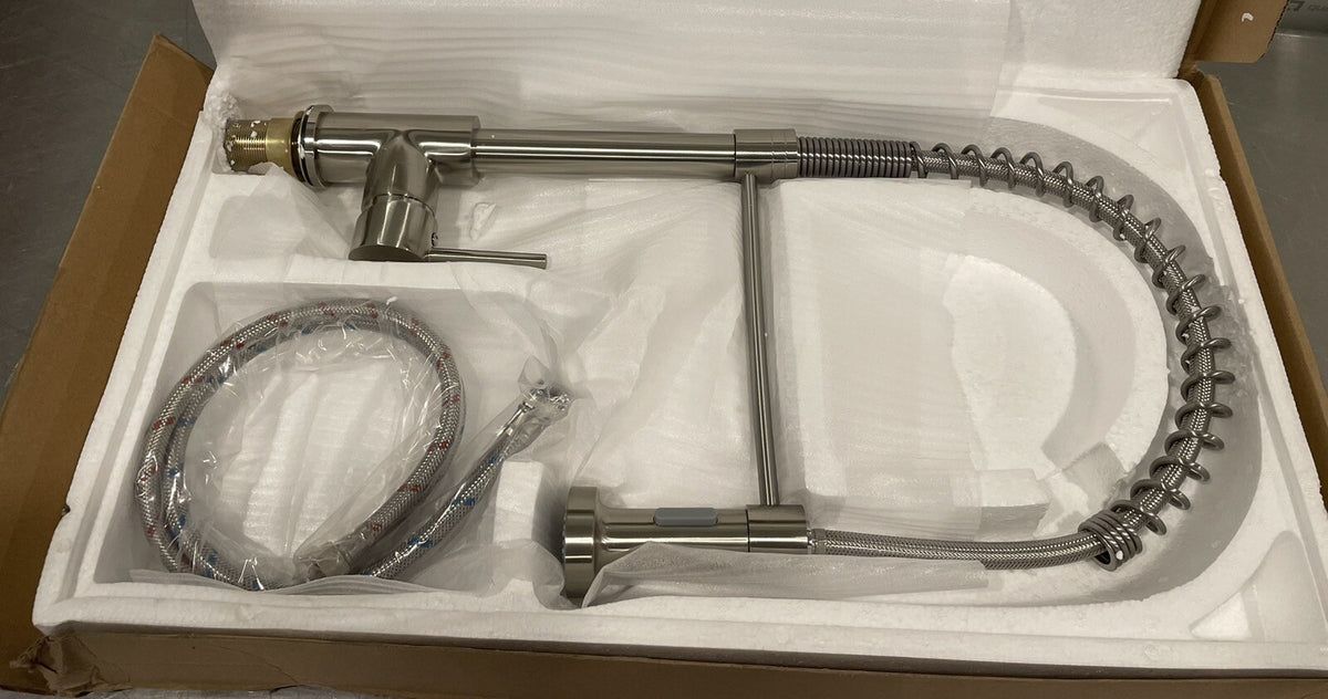 Kitchen Faucet Pull Down Brushed Chrome/Silver Finish Keenso US-JY27327 NEW!