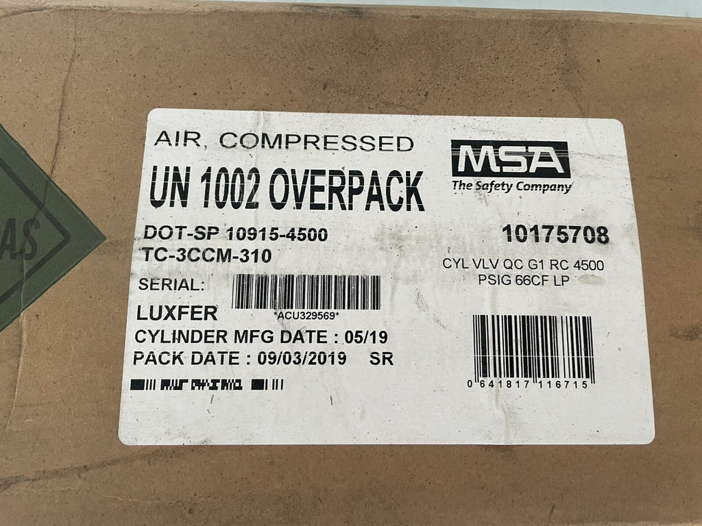 MSA 10175708 G1 SCBA Compressed Air Cylinder 45-Min LP2 4500 PSIG NEW IN BOX!!!