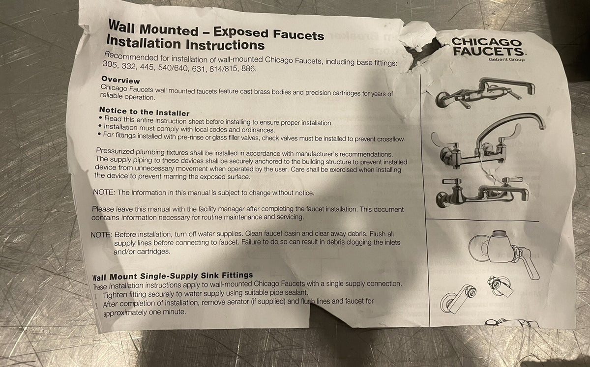 Chicago Faucets 782-VBCP Chrome Seevice Sink Faucet W/ Vacuum Breaker Spout NEW!