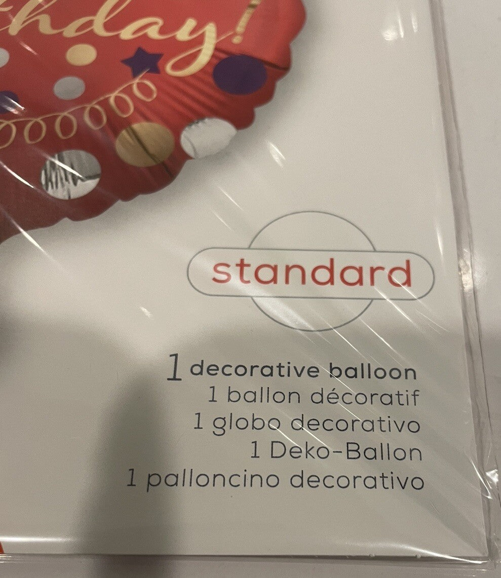 (1) Happy Birthday Red Satin Balloon 18” Anagram 39068 NEW! FREE SHIPPING!