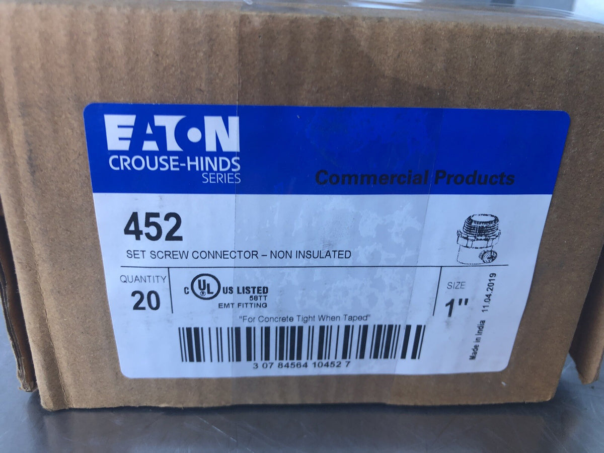 20 PACK Eaton Crouse Hinds 452 1” Set Screw Connector NEW IN BOX! FREE SHIPPING!
