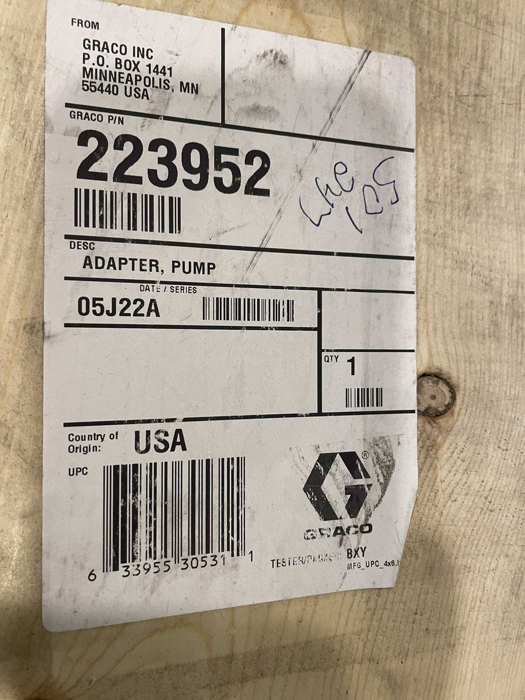 Graco 223952 Pump Adapter Assembly NEW! FREE SHIPPING!