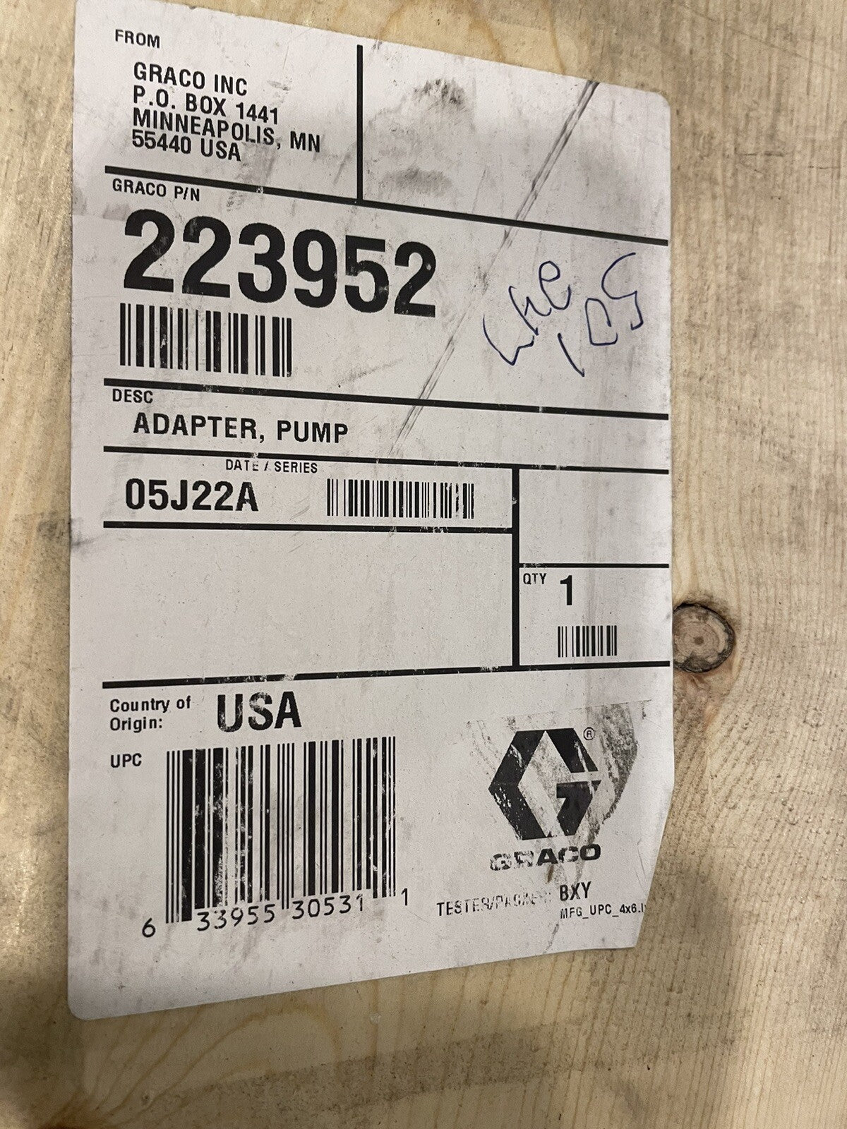 Graco 223952 Pump Adapter Assembly NEW! FREE SHIPPING!