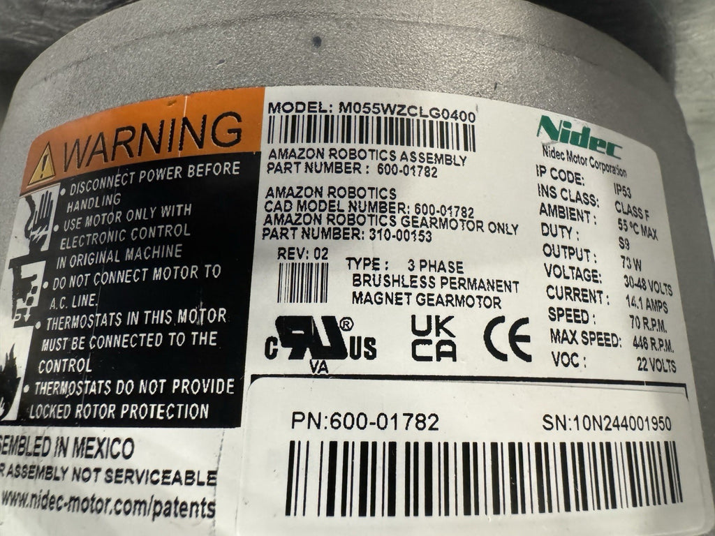 Nidec 600-01782 Permanent Magnet Gear Motor M055WZCLG0400 NEW! SHIPS FREE!