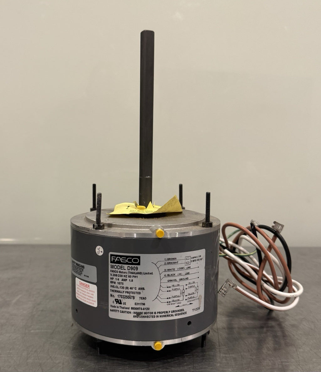 Fasco D909 Condenser Fan Motor 208/230V 1/4 HP 1075 RPM NEW! FREE SHIPPING!