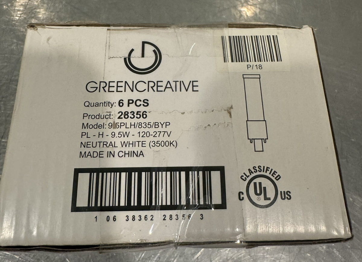 Green Creative 28356 LED Bulb 3500K 9.5W 6 PACK PL-H-9.5W-120-277V NEW!