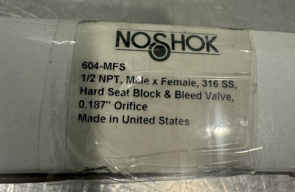 No Shock 604-MFS 1/2 NPT 316 SS Bleed Needle Valve NEW IN BOX! FREE SHIPPING!