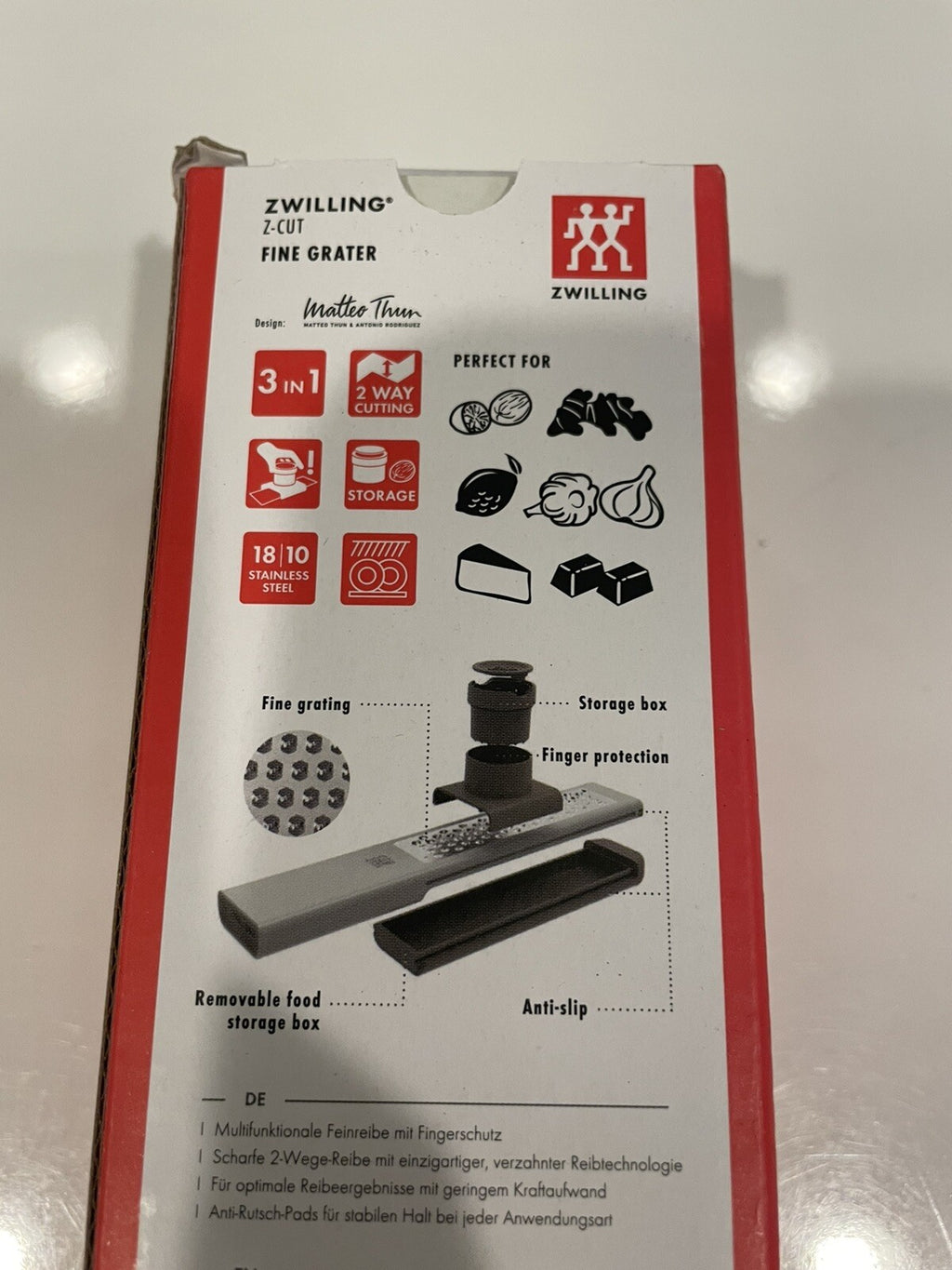 Zwilling Z-Cut Fine Grater 3 in 1 Storage Holder Guard NEW! FREE SHIPPING!