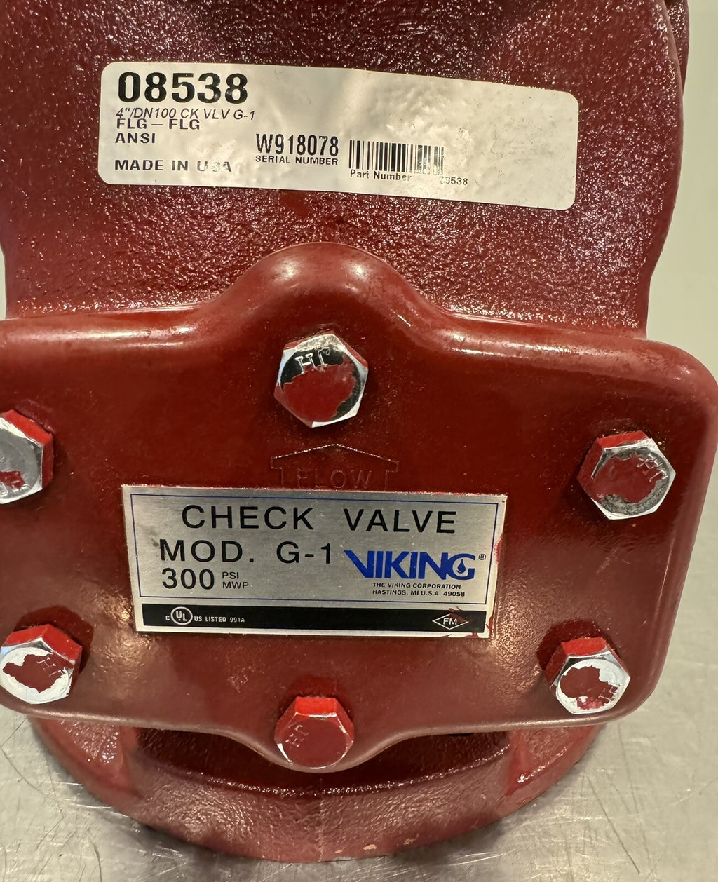 Viking 08538 Swing Check Valve G-1 300 PSI 4” DN100 NEW! FREE SHIPPING!