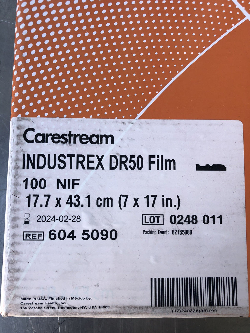 CareStream DR50 Film NIF 7”X17” 100 PACK DR50-05 NEW! FREE SHIPPING!