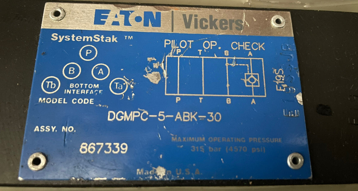 Eaton DGMPC-5-ABK-30 Hydraulic Check Valve 867340 NEW!! FREE SHIPPING!!!