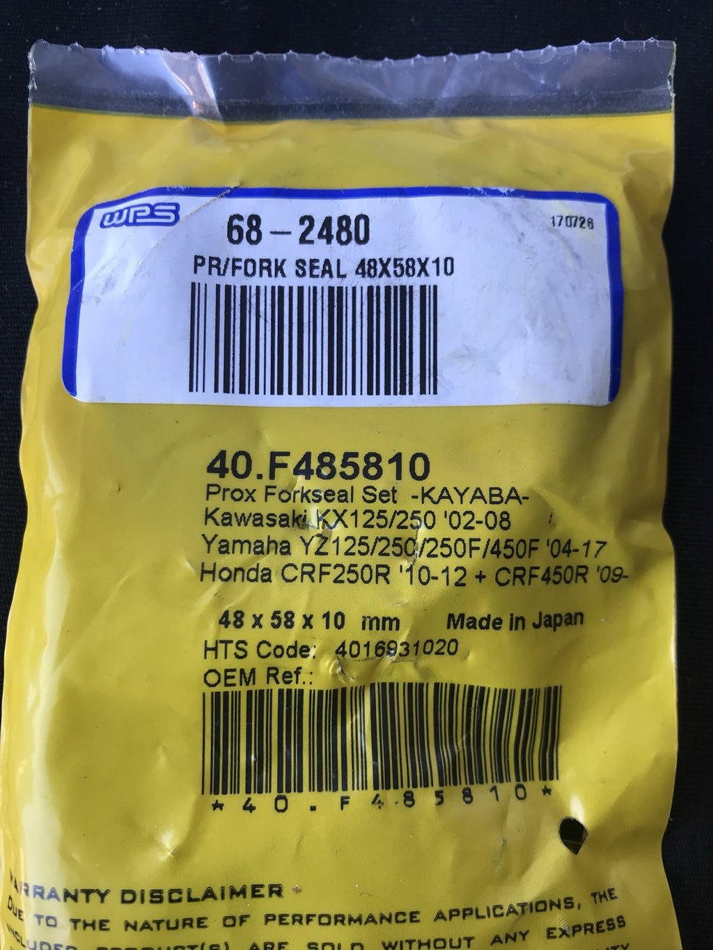 WPS 68-2480 ProX Fork Seal Set Kawasaki Yamaha Honda NEW! FREE SHIPPING!