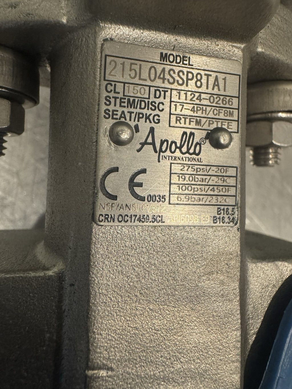Apollo 215L04SSP8TA1 Butterfly Valve 4” Stainless Steel 150 NEW! FREE SHIPPING!