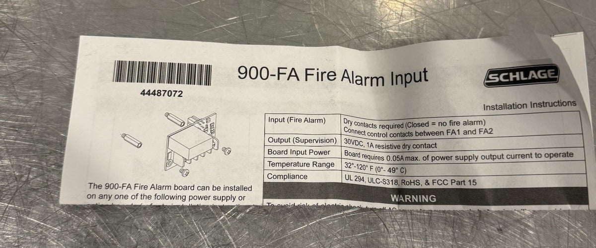 Schlage Von Duprin 900-FA Fire Alarm Relay Module PCB Board 44487247-00 NEW!