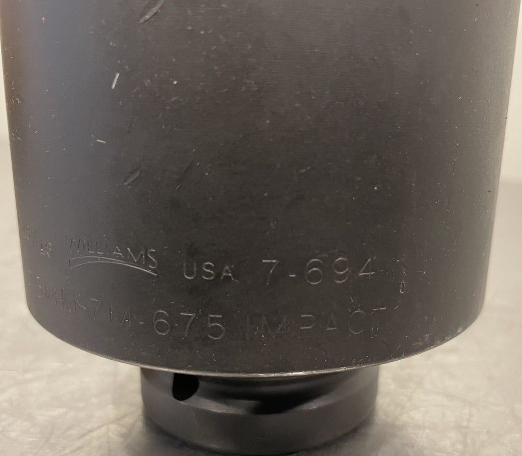 Williams 7-694 Impact Socket 2-15/16” 6 Point 1” Drive NEW! FREE SHIPPING!