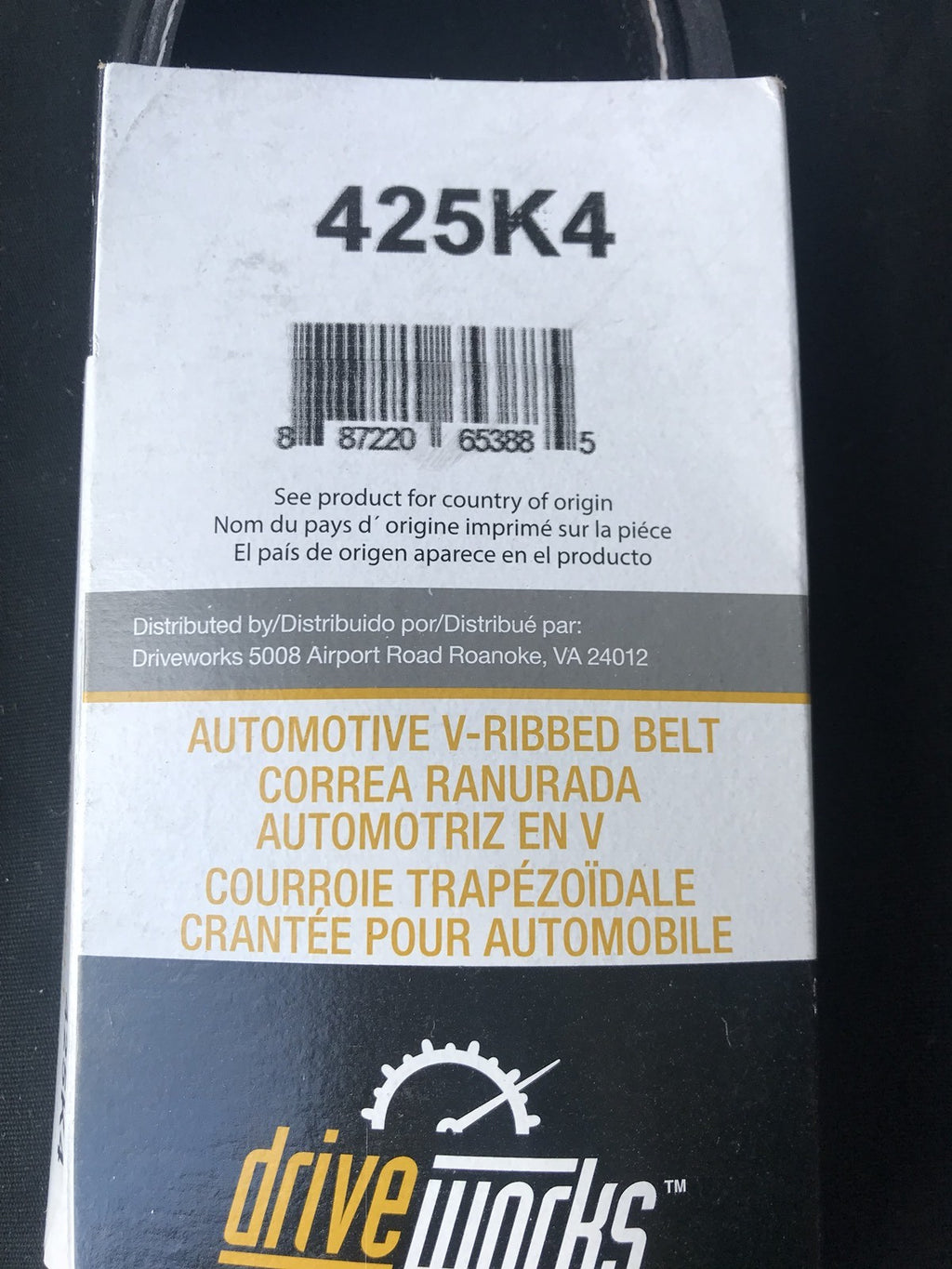 Drive Works 425K4 Automotive V-Ribbed Belt NEW