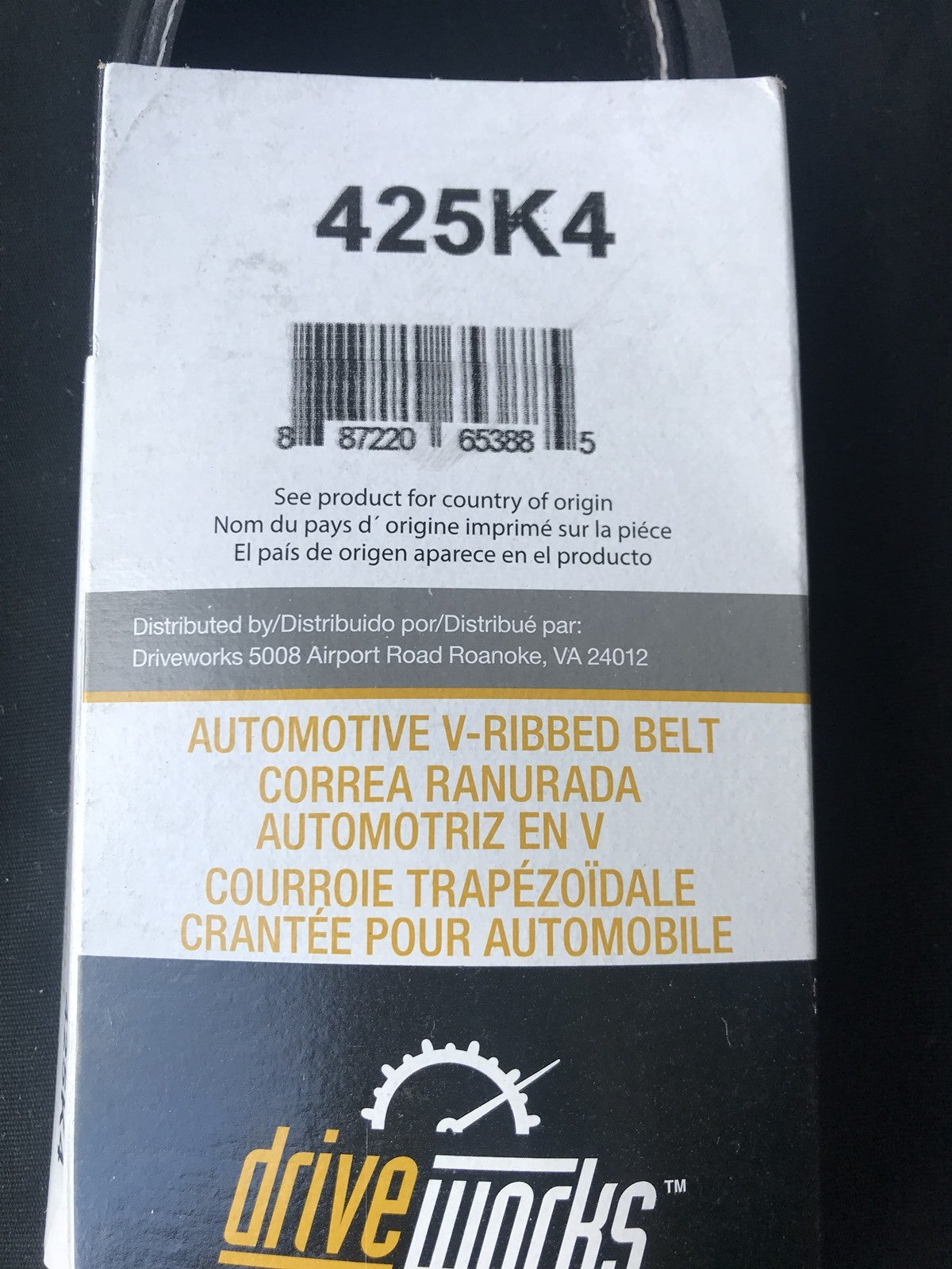 Drive Works 425K4 Automotive V-Ribbed Belt NEW